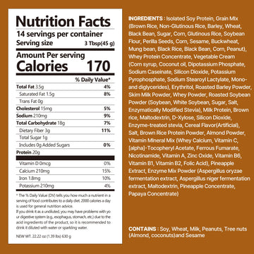 Flimeal Brown 17Grains Protein Shake  20g Protein  Low Sugar  Keto-Friendly Meal Replacement Shake  22.22oz  14 Servings  With Crunchy Protein Balls 14 Servings (1 X 22.22oz)