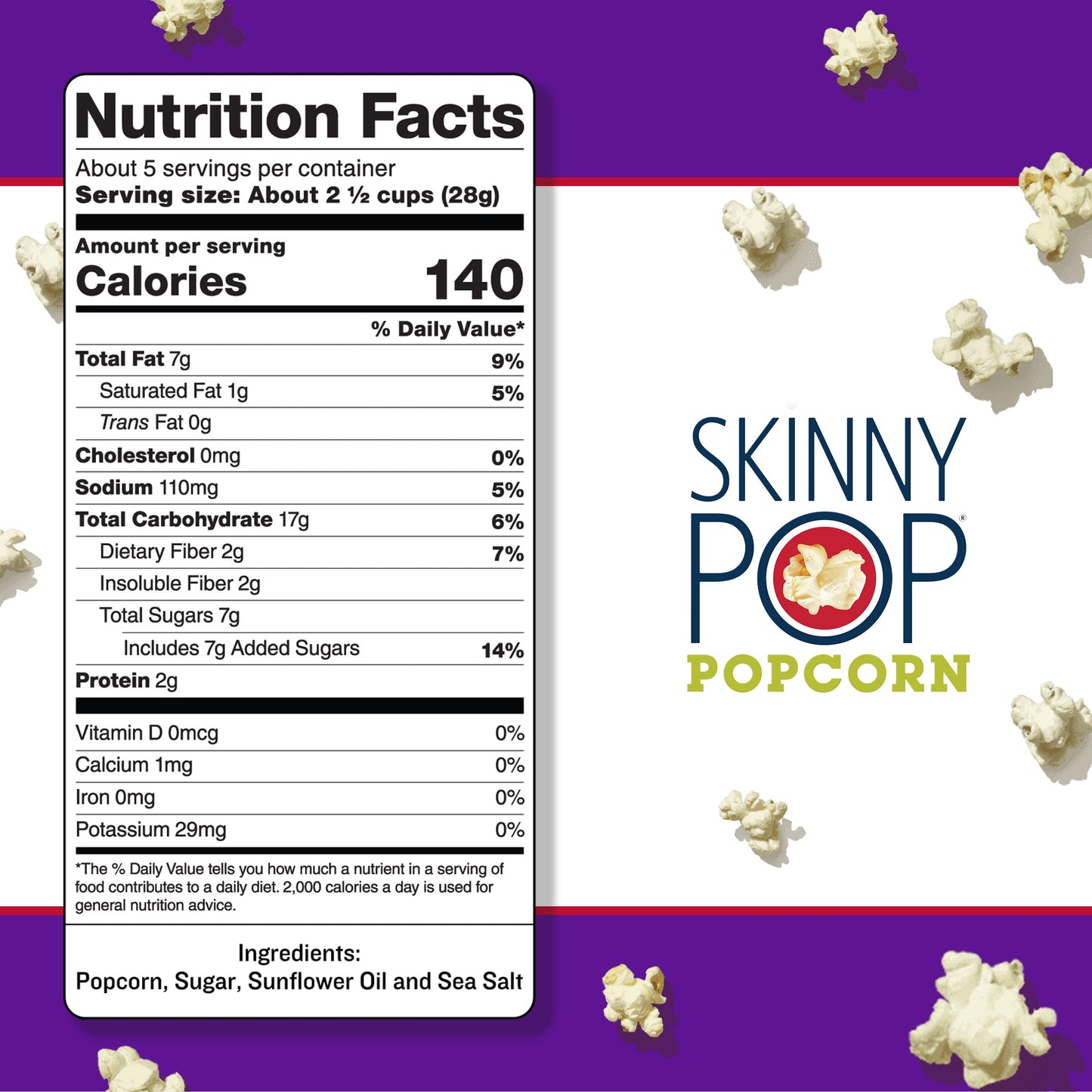 Skinny Pop Naturally Sweet Popcorn, 4.4 Ounce, Pack Of 12