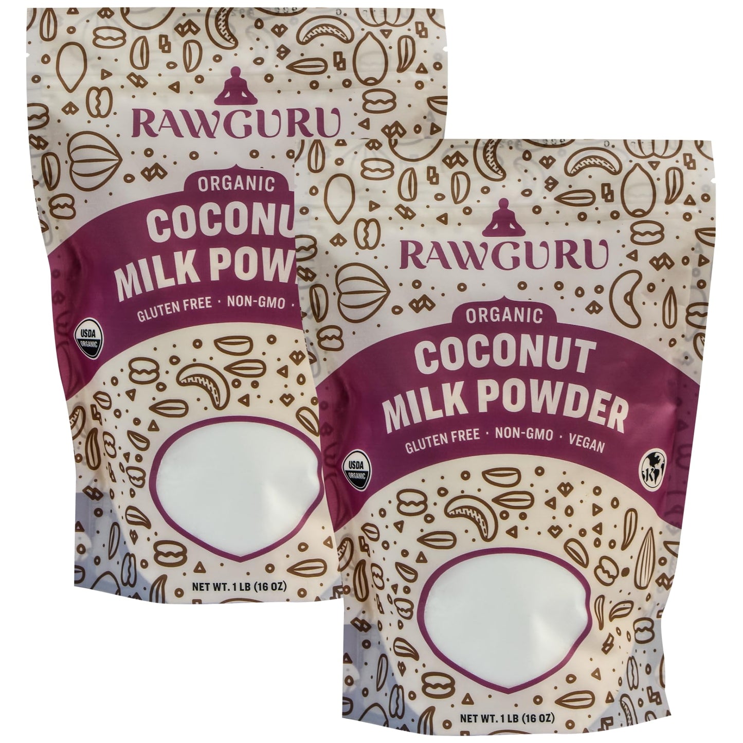Rawguru Coconut Milk Powder - 16 Oz (Pack Of 2) - Usda Organic | Gluten Free | Non-Gmo | Vegan | Plant-Based Creamer
