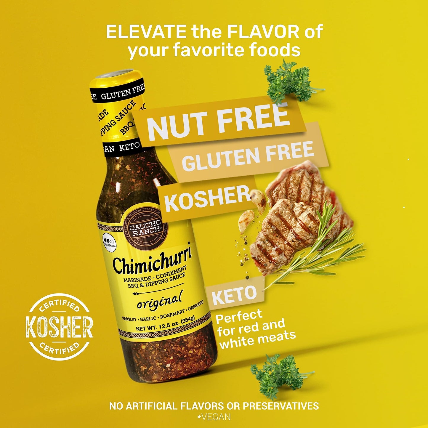 Gaucho Ranch Chimichurri Sauce Original Flavor | Chimichurri Seasoning Mix of Parsley, Garlic and Rosemary with Hints of Oregano