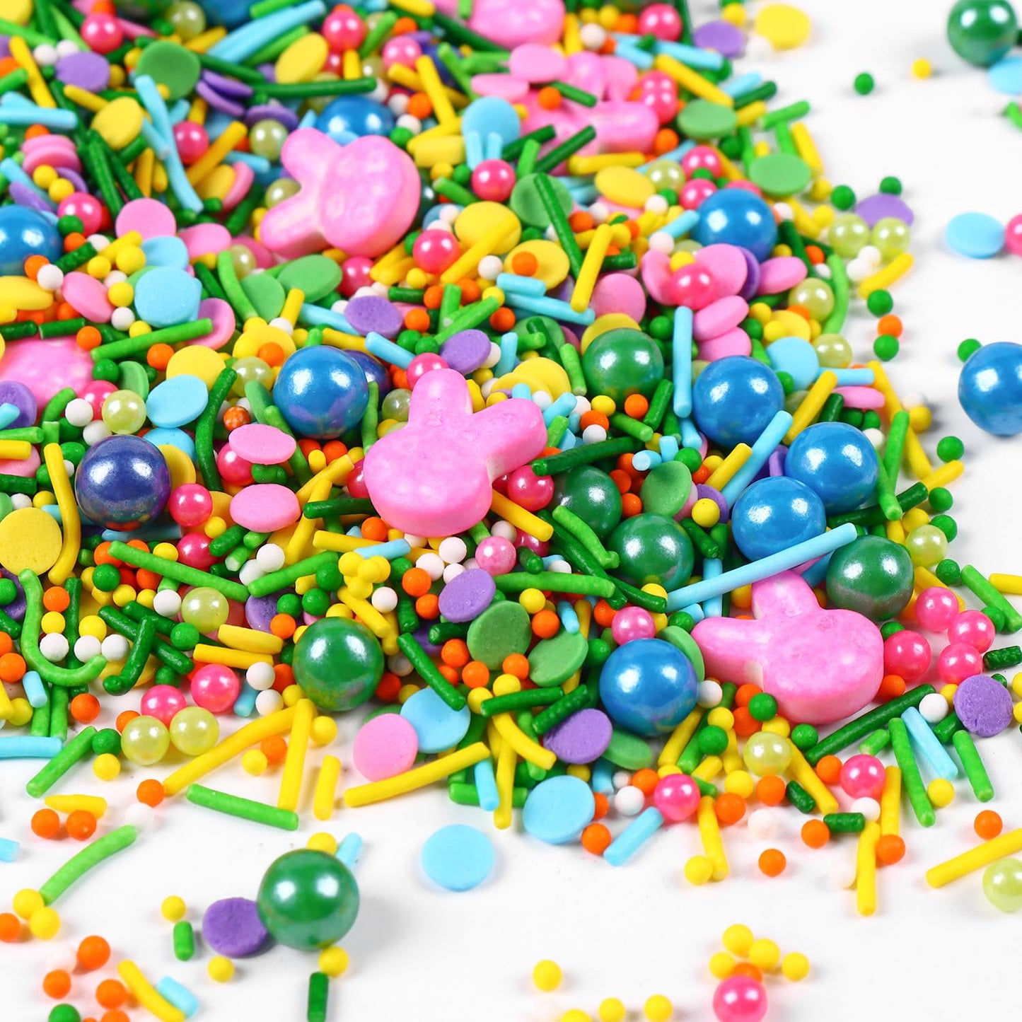 Edible Easter Sprinkles for Cake Decorating, Edible Rabbit Sprinkles, Round Sprinkles, Pearl Sprinkles, and Jimmy Sprinkles for