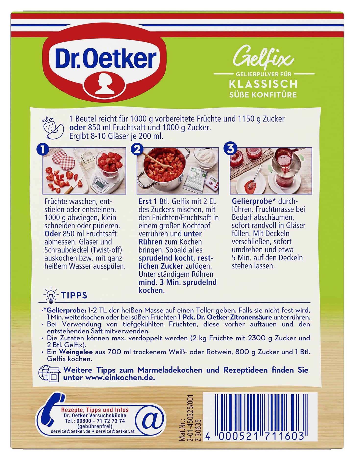Dr. Oetker Gelfix Classic 1:1 (3x 20g Bag)