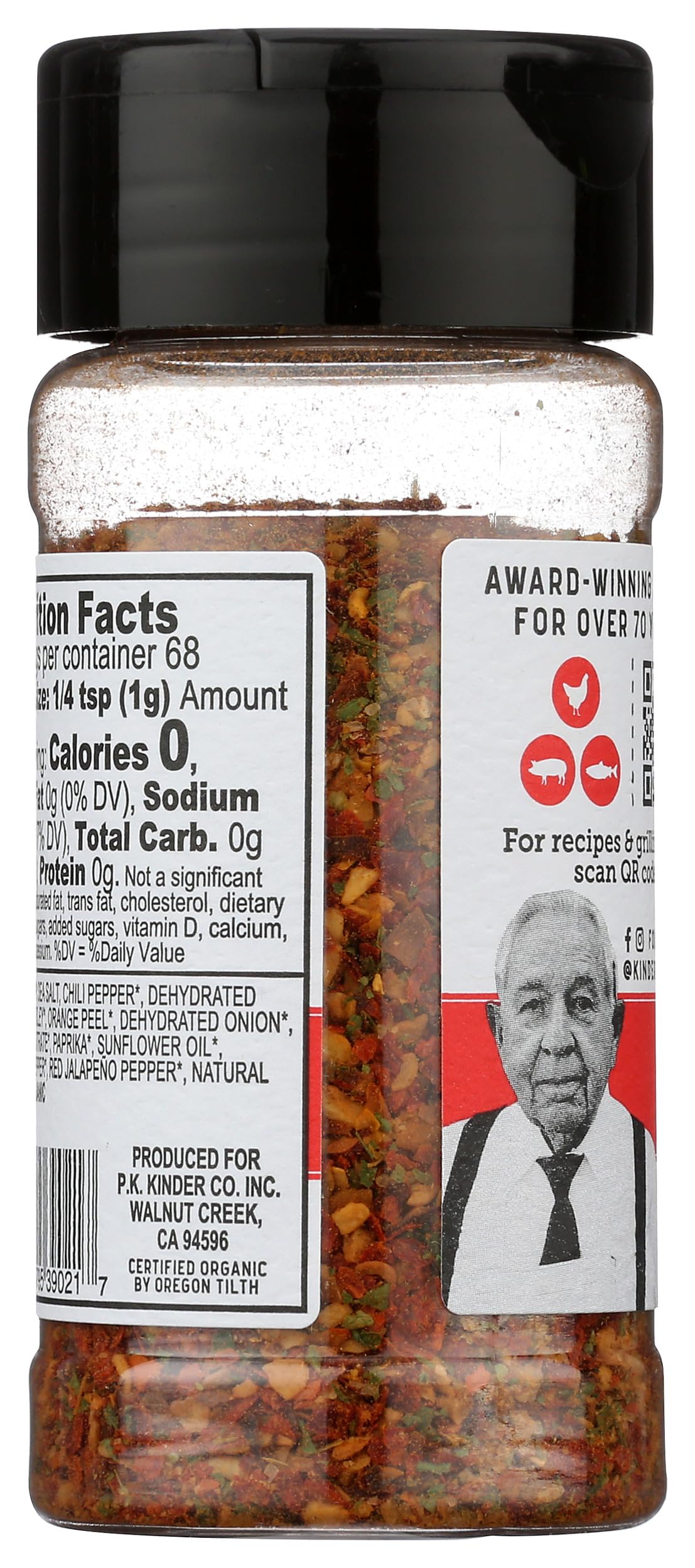 KINDER'S Organic Red Jalapeno & Garlic Seasoning, 2.4 OZ - Perfect for Flavorful Cooking and Grilling