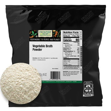 Frontier Co-Op Vegetable Broth Powder, 1-Pound Bulk Bag, Broth, Soup Base, Gravy, Hot Drink, Kosher
