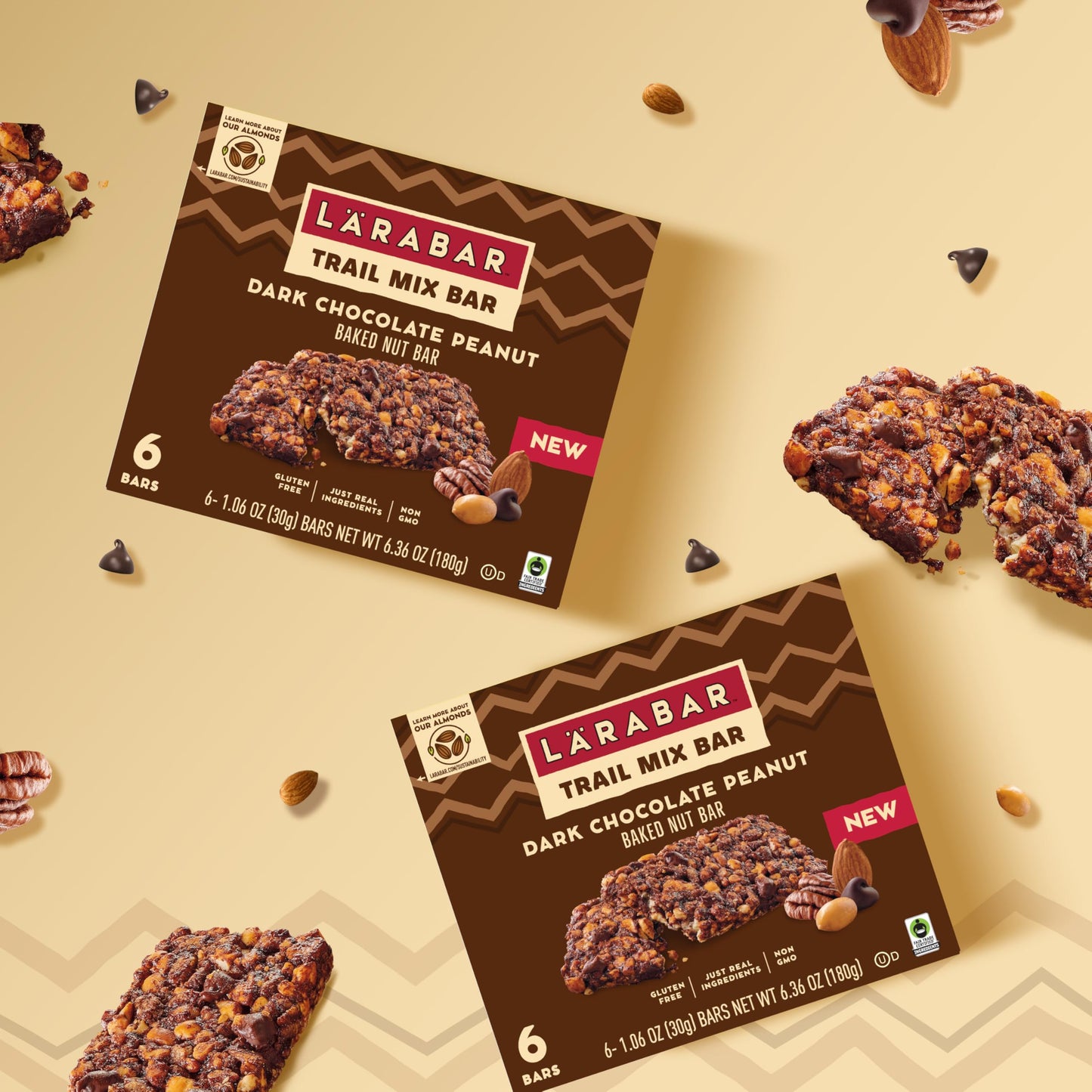 LÄRABAR Trail Mix Bars, Dark Chocolate Peanut, Gluten Free, 16 Count, 16.96 oz, Brown