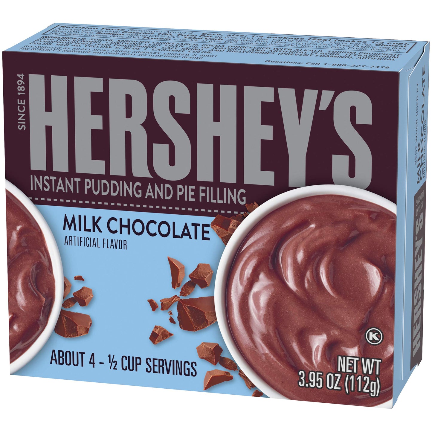 HERSHEY'S Pudding, Milk Chocolate, 3.95 Ounce Box