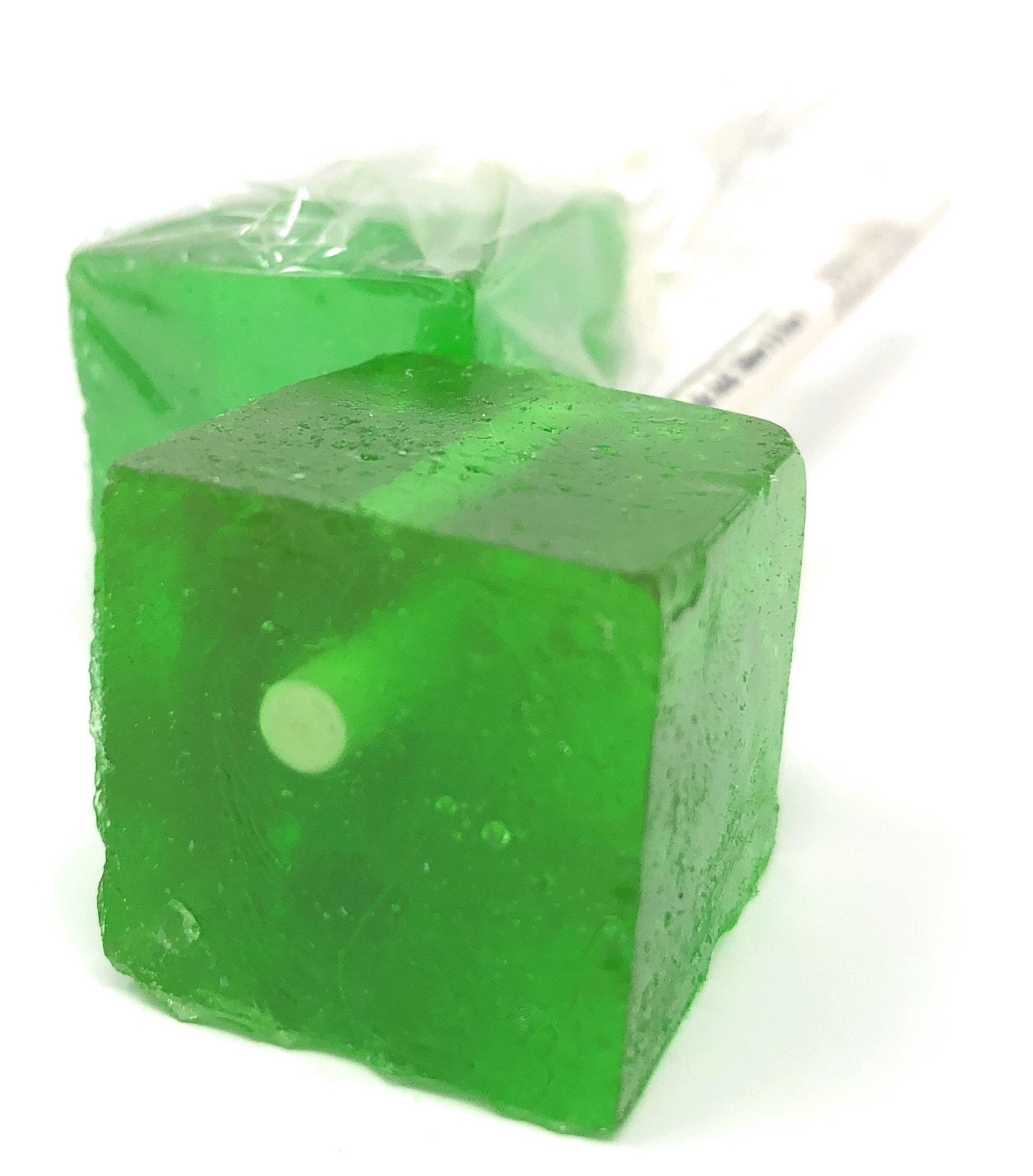 Espeez Hard Candy Cube Lollipop Suckers - Green Apple, 48 Count, Individually Wrapped, Old Fashioned Square Party Pops