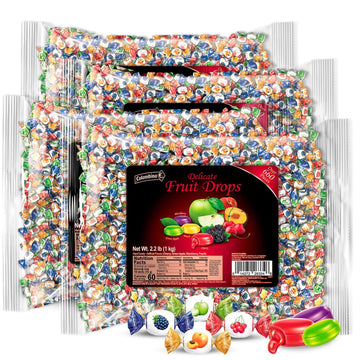 Colombina Delicate Fruit Drops, 4 Assorted Fruit Candy Flavors, Individually Wrapped, Ideal For Easter, Halloween, And Christmas, 2.2Lbs (Pack Of 4)