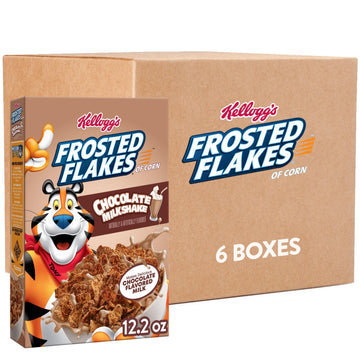 Kellogg's Frosted Flakes Breakfast Cereal, Kids Cereal, Family Breakfast, Chocolate Milkshake (6 Boxes)