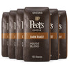 Peet s Coffee, Dark Roast Ground Coffee - House Blend 63 Ounces (Six Bags of 10.5 Ounce)