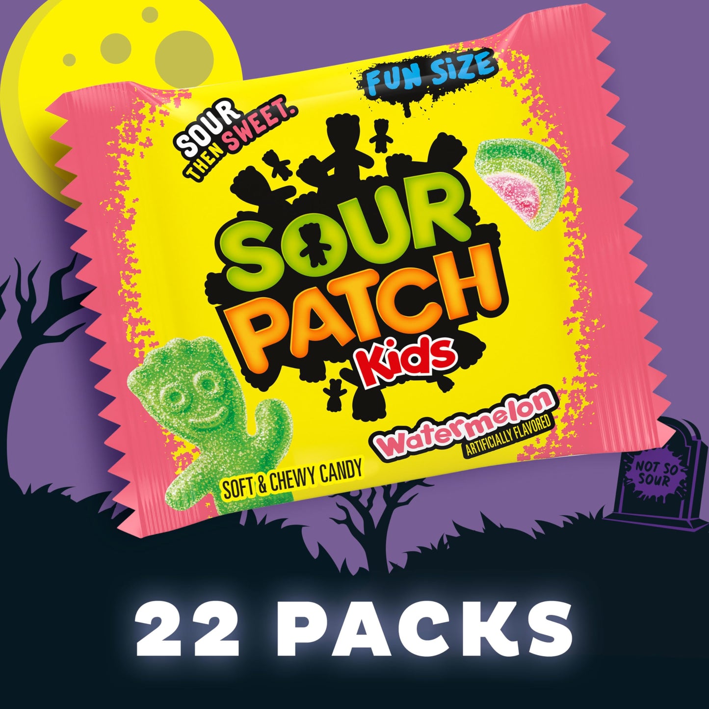 Sour Patch Kids Watermelon Soft & Chewy Halloween Candy, 22 Treat Bags
