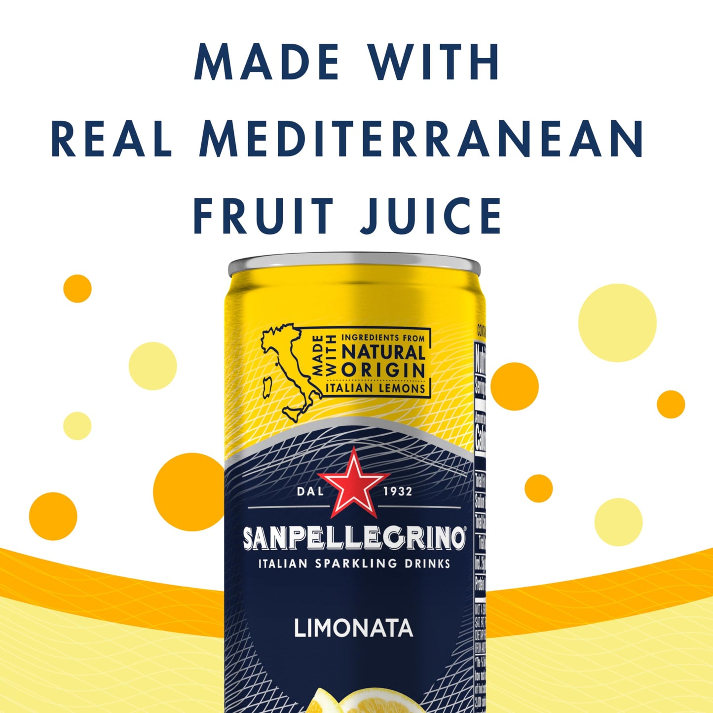 San Pellegrino Sparkling Drink Limonata, Mediterranean Lemon, 11.15 Fl Oz Cans, 24 Pack