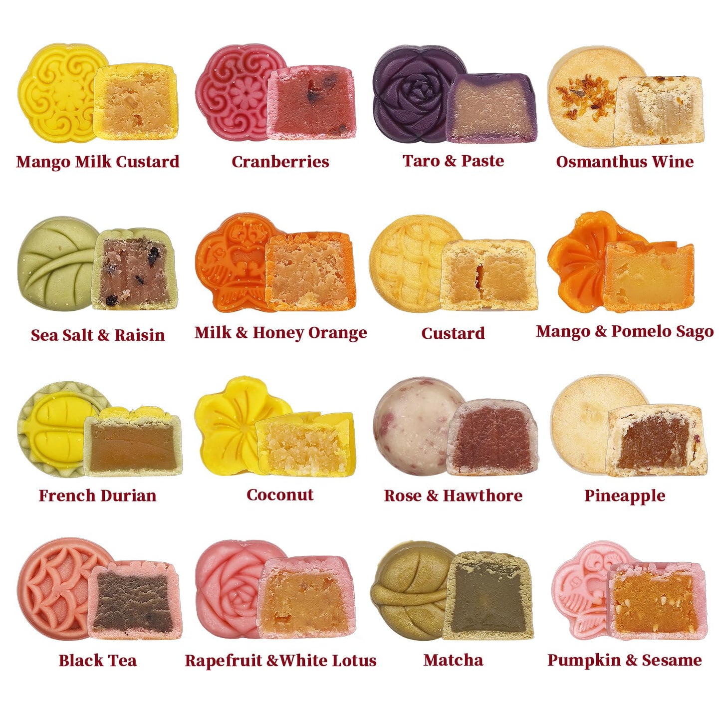 SUNGIVEN Assorted Lava Mooncake Assorted 16 of Flavors  2025 Mid-Autumn Festival Family Gifts  Hui Jia 15.78 Oz