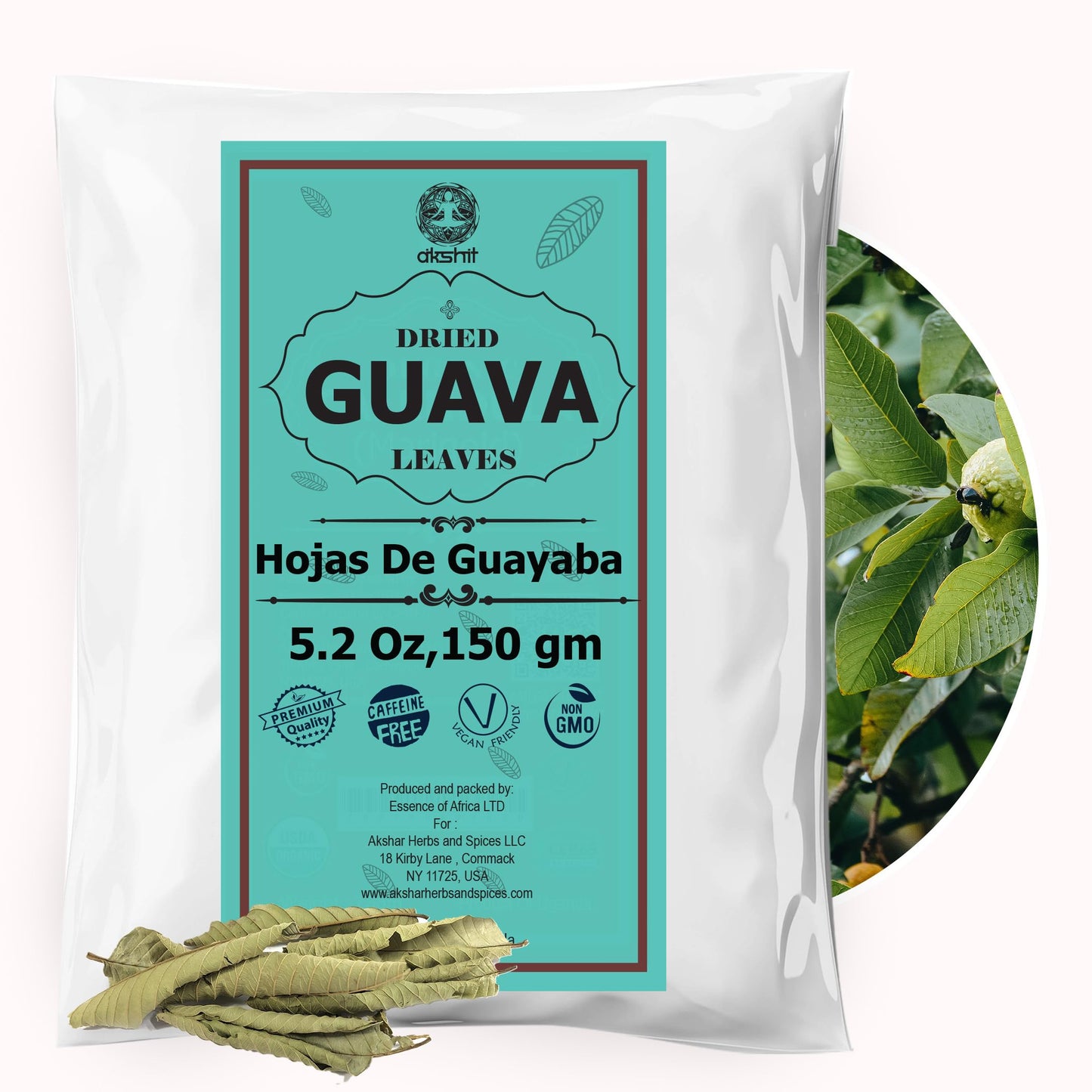 Akshit Organic Guava Leaves Tea, Dried, Caffeine-Free, 2.6oz (Pack of 2)