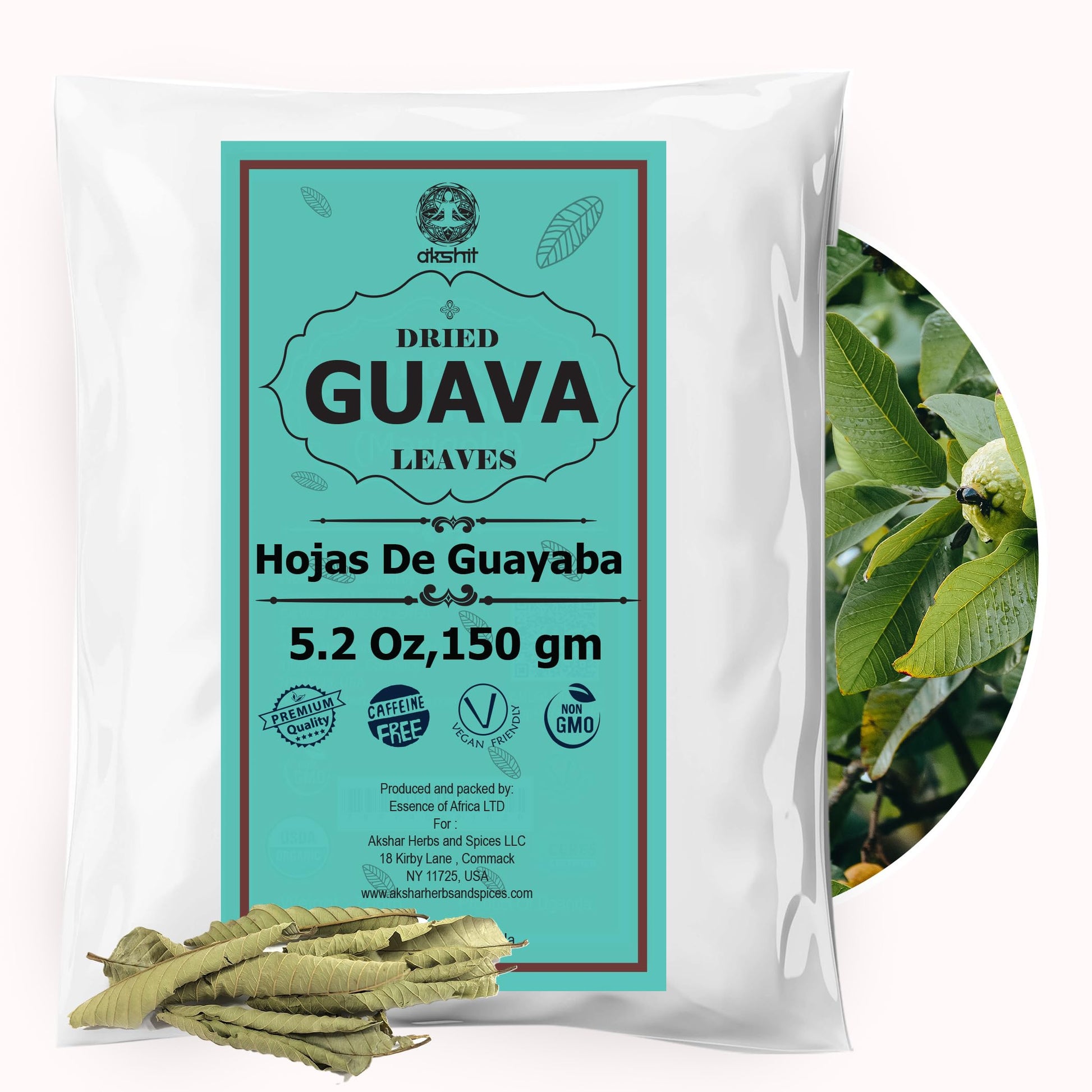 Akshit Organic Guava Leaves Tea, Dried, Caffeine-Free, 2.6oz (Pack of 2)