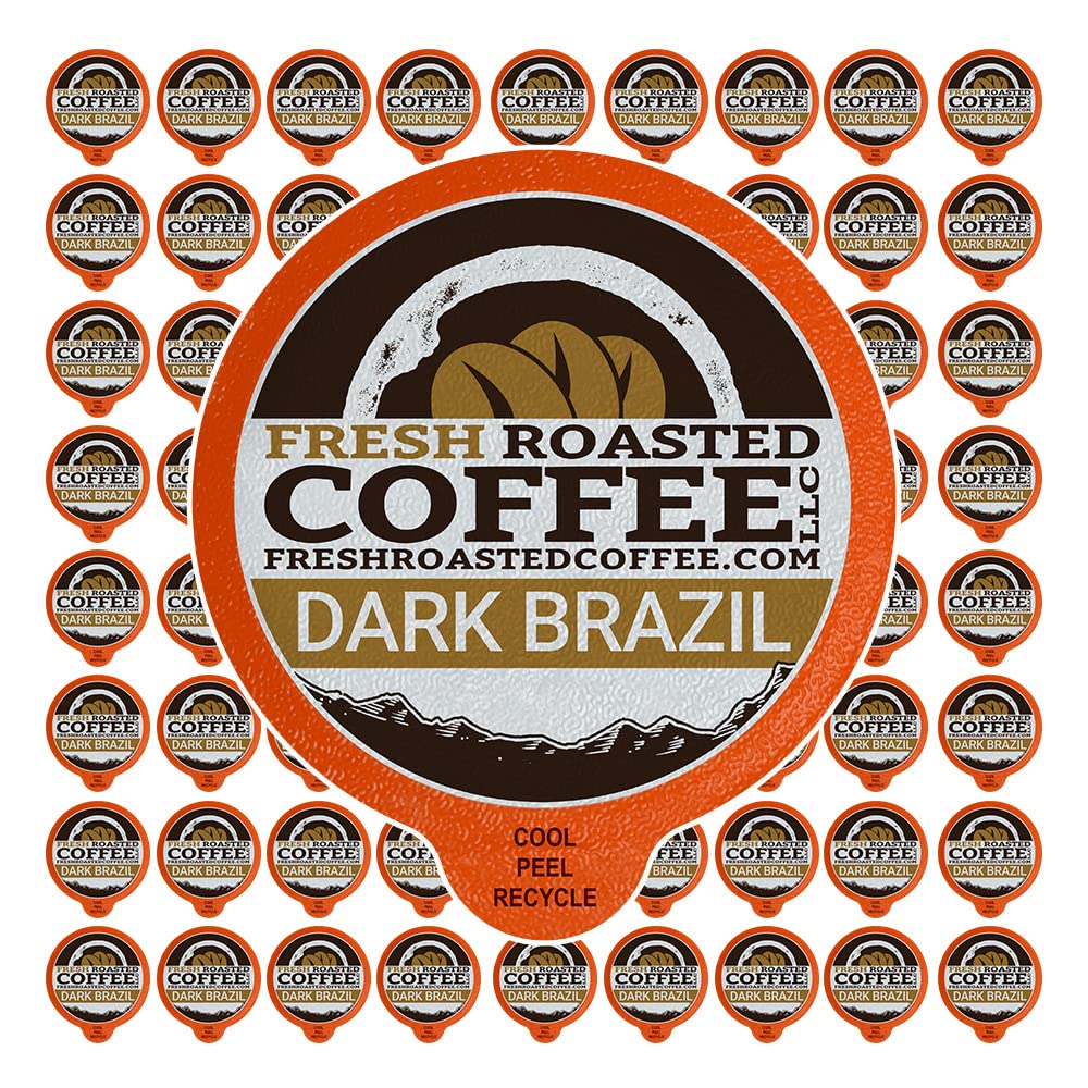 Fresh Roasted Coffee, Dark Brazil, Med-Dark Roast, Kosher, K-Cup Compatible, 72 Pods