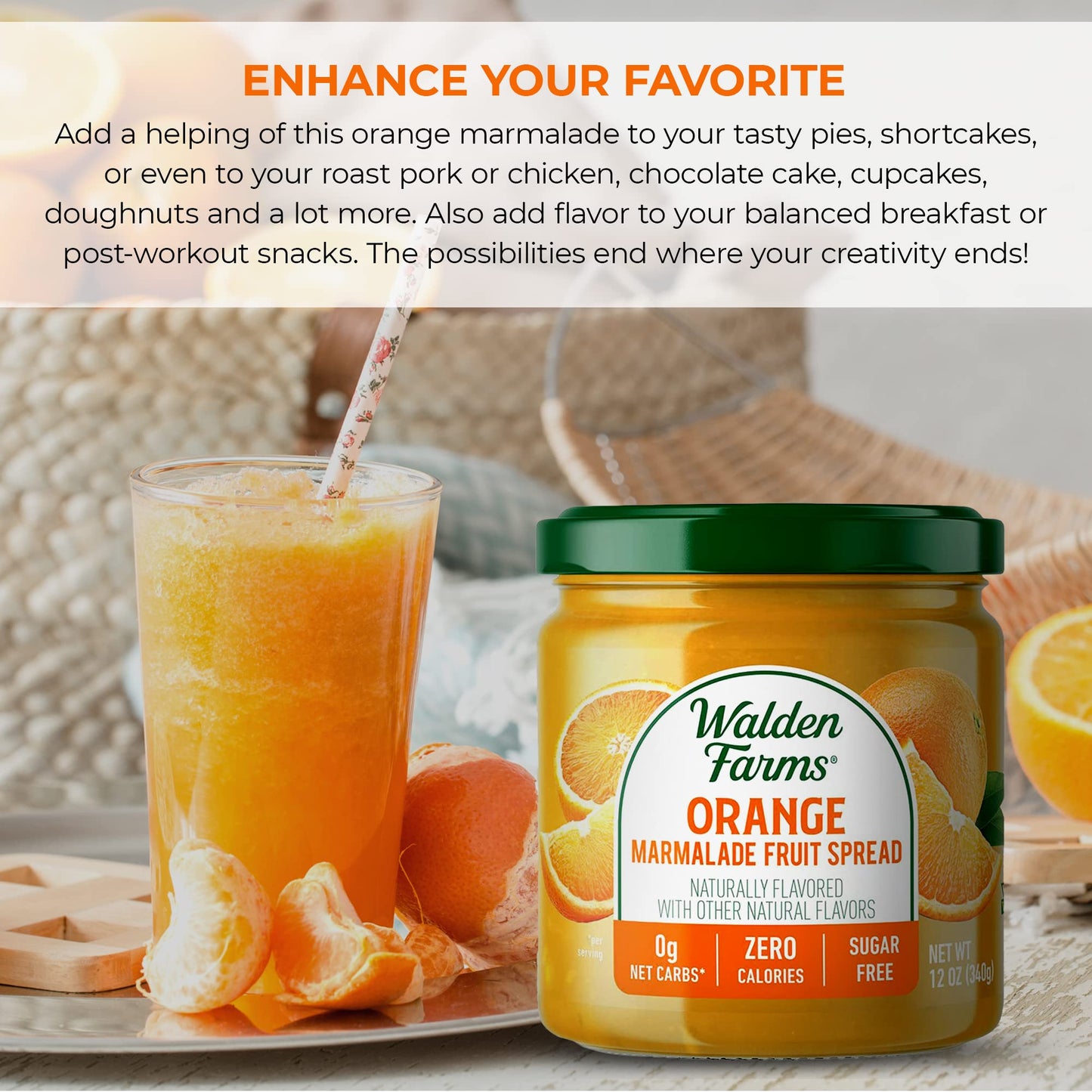 Walden Farms Calorie Free Fruit Spread Orange Marmalade 12 Oz (Pack Of 2) Bundled With Prime Time Direct Silicone Basting Brush