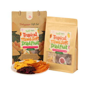 Yuth Farm Tropical Mixed Dried Fruit - Mango, Dragon Fruit, Passion Fruit, Natural Soft Dried Fruit Gift Set 300g (10.6 Oz) - Sm