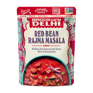 Brooklyn Delhi Red Bean Rajma Masala Pouches - Ready to Eat, Microwavable Entree - Vegan, Gluten Free, Non-GMO - 10oz, Pack of 1