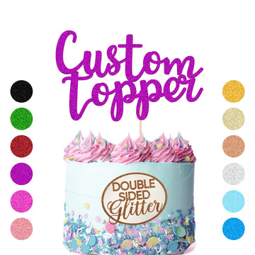 Personalized Cake Topper Birthday Cake Toppers 11 Colours Wedding Cake Topper With Any Text Numbers Double Sided Glitter Cake Decoration For Anniversary Baby Shower(Purple)