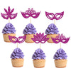 24Pcs Masquerade Masks Cupcake Toppers Glitter Bachelorette Party Mask Cupcake Food Fruit Picks Masquerade Mardi Gras Party Baby