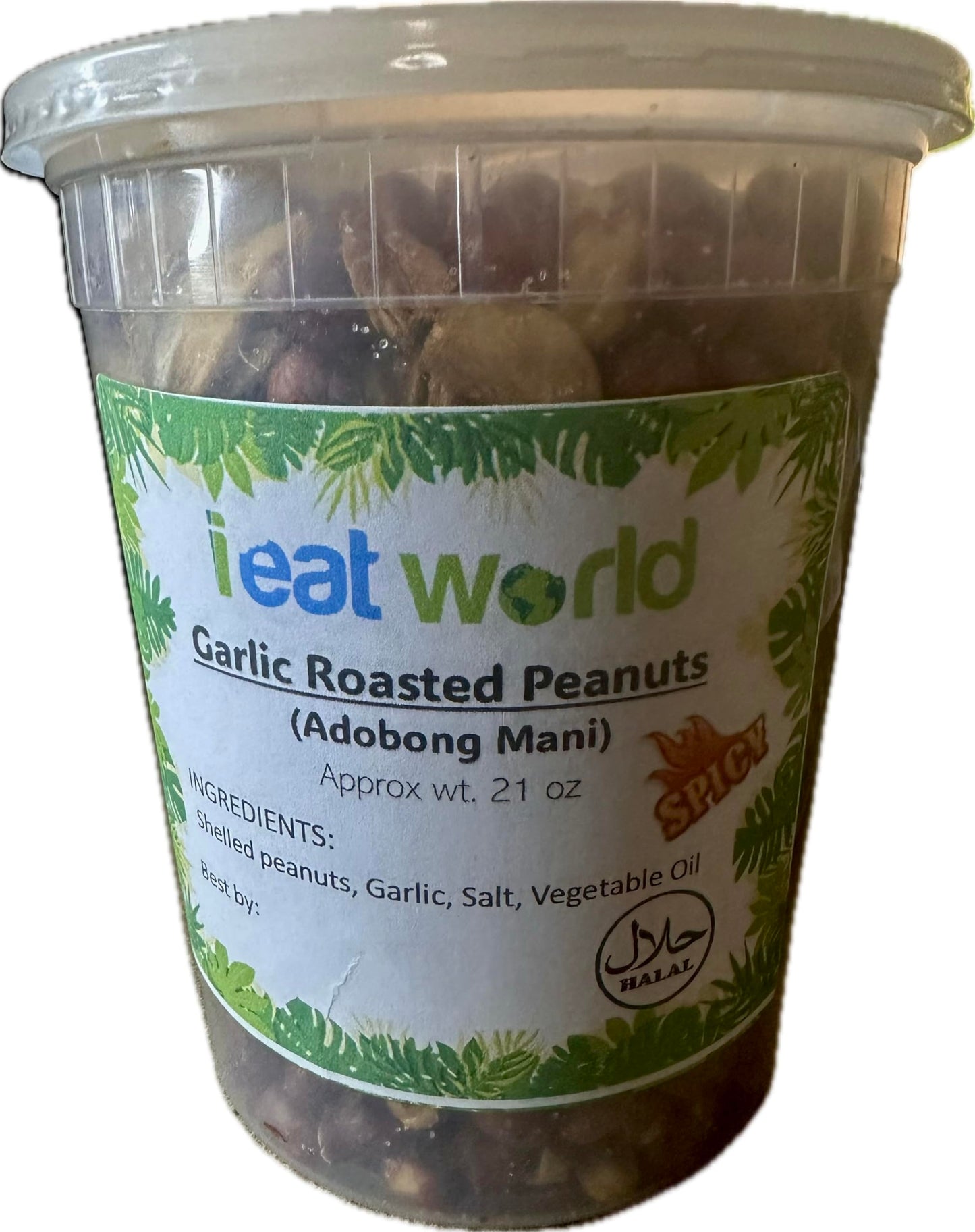 Adobon Mani Halal Garlic Roasted Red Skin Peanuts Filipino Snack Home Made No Preservatives Halal Snacks (21 Oz, Spicy)