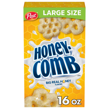 Post Honeycomb Cereal, Honey Flavored Sweetened Corn And Oat Cereal, 16 Oz Box