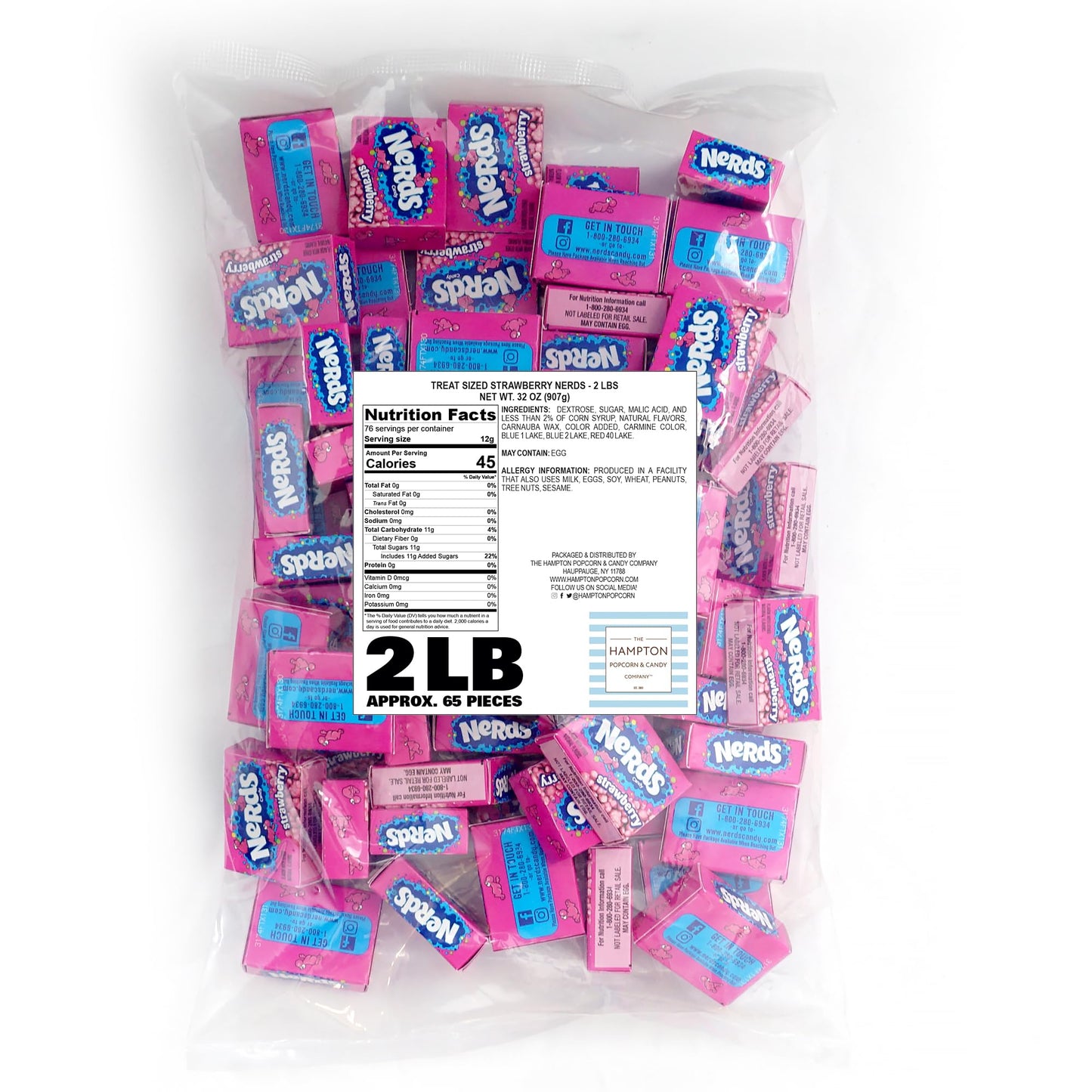 Strawberry Box Candy, 2Lb Bulk Bag (Approx 65 Treat Size Boxes), Strawberry Flavor, Pink Candy