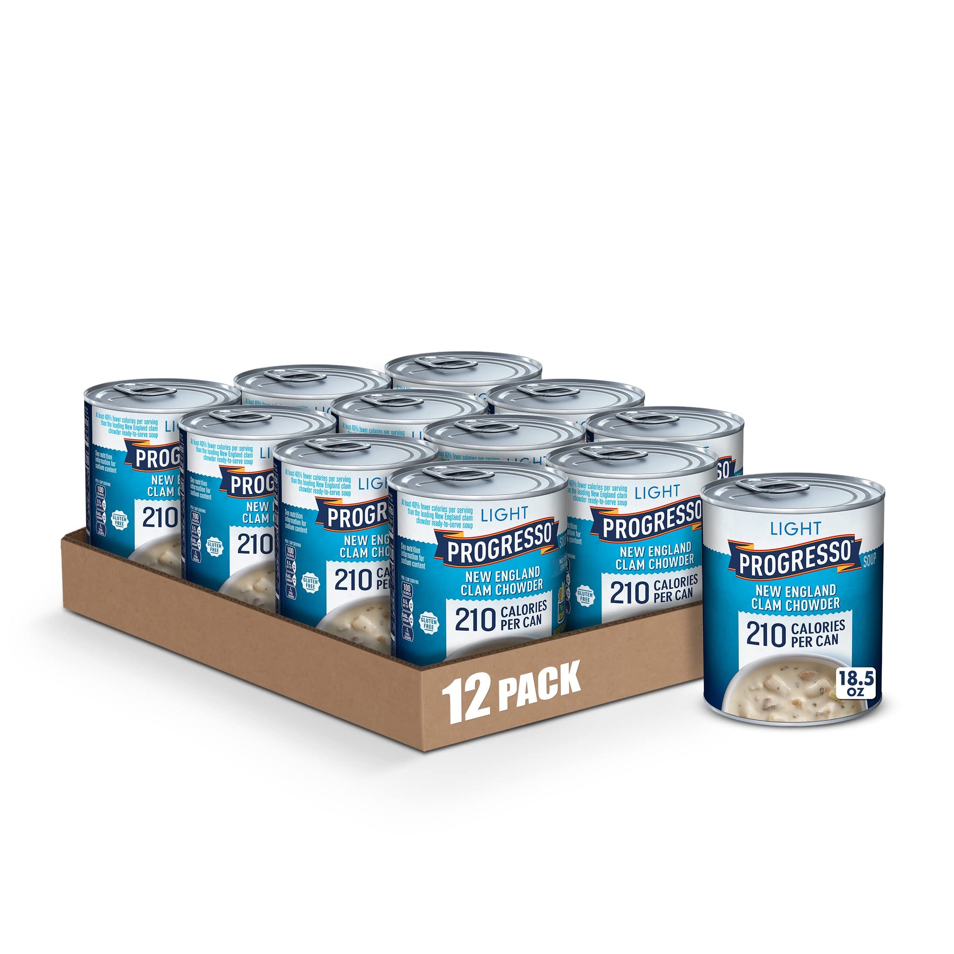 Progresso Light, New England Clam Chowder Soup, Low Fat, Gluten Free, 18.5 Oz (Pack Of 12)