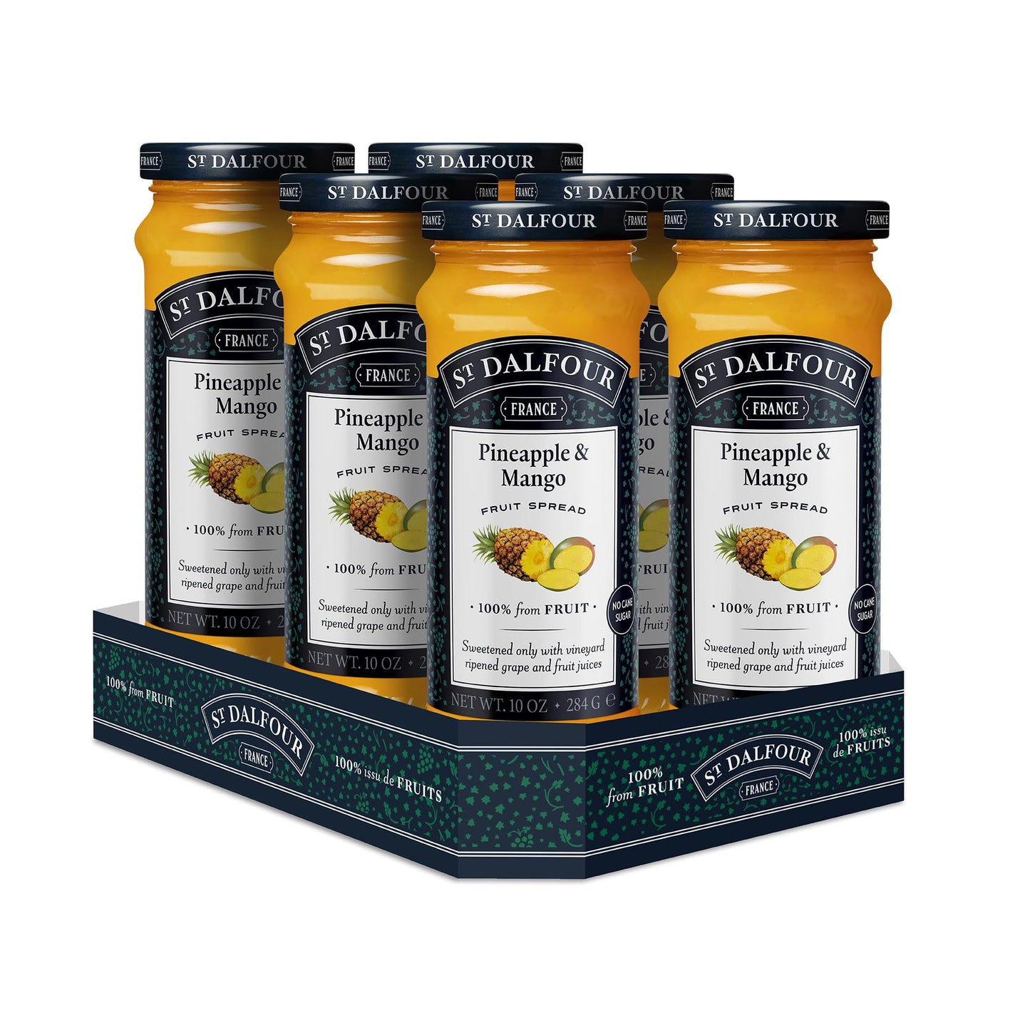 St. Dalfour Pineapple & Mango Fruit Spread - 10oz - 100% from Fruit, No Artificial Ingredients, Non-GMO, No Cane Sugars, All Nat
