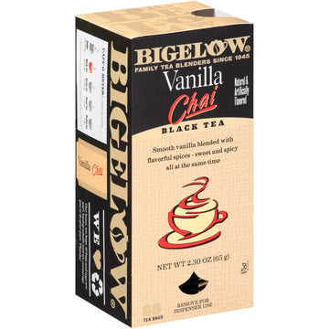 Bigelow Vanilla Chai Tea Bags 28-Count Box (Pack Of 1) Black Tea Bags With Spices And Vanilla Flavor Rich In Antioxidants