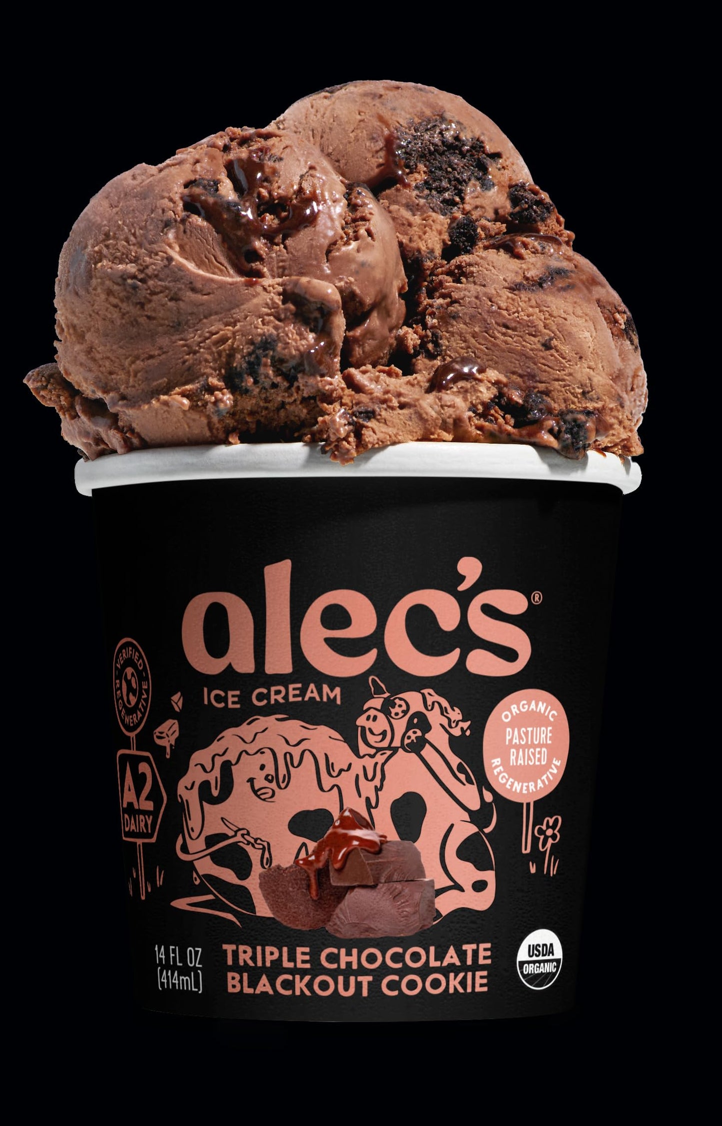 Alecs Triple Chocolate Blackout Cookie Organic Ice Cream