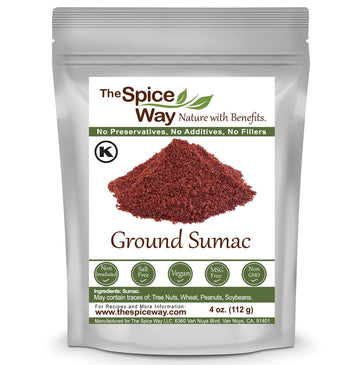 The Spice Way - Pure 100% Ground Sumac Spice, No Salt, No Gmo, No Irradiation, Sumac Seasoning Powder 4 Oz (Resealable Bag) (Sum