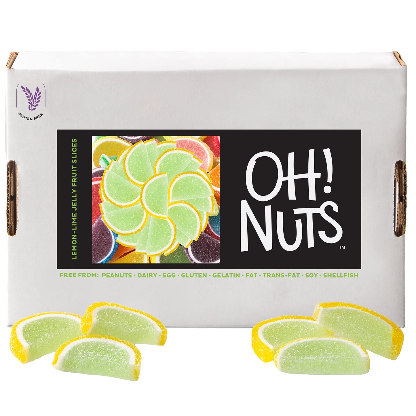 Oh! Nuts Lemon-Lime Jelly Fruit Slices Sugar Candy - 5 LB Bulk Bag - Traditional Old Fashioned Chewy Gummy Sweet Confectionery -