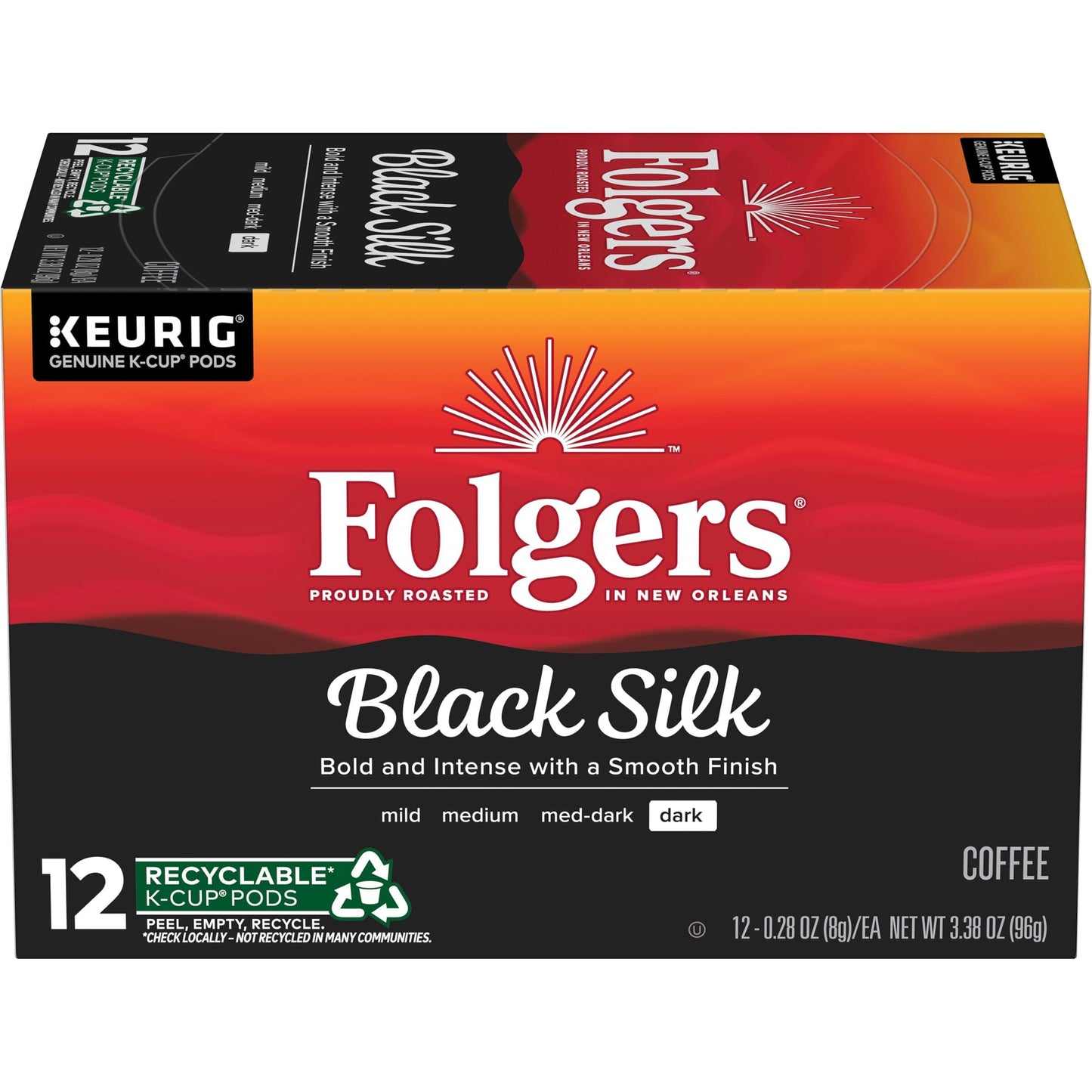 Folgers Black Silk Dark Roast Coffee, 12 Keurig K-Cup Pods (Pack fo 1)