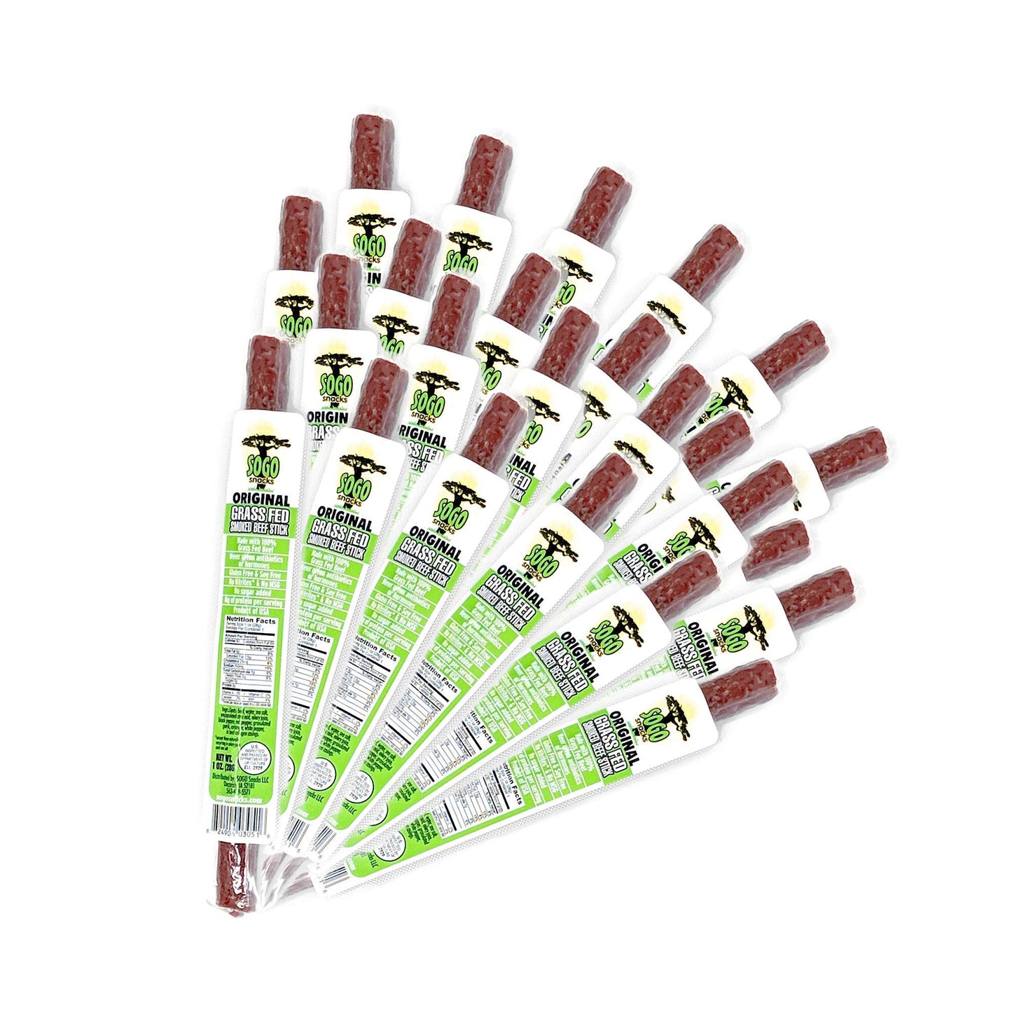 Sogo Snacks Beef Sticks, No Sugar, Non-GMO, Gluten-Free, Keto, Paleo, 1 oz, Pack of 24