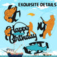 YOYMARR Fish Cake Topper Happy Birthday Sign, Black Glitter Decor, 7.3 x 5.9 for Fisherman Themed Party