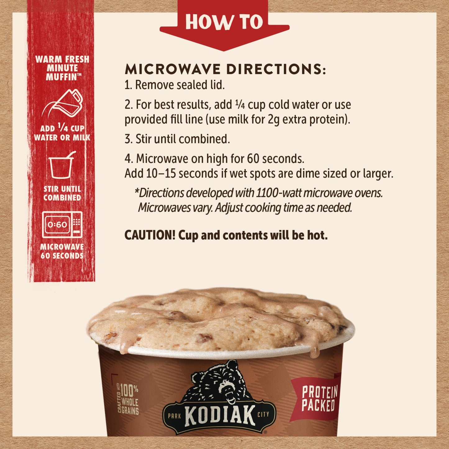 Kodiak Cakes Minute Muffins, Cinnamon Roll, 2.36 Oz (Pack of 12)