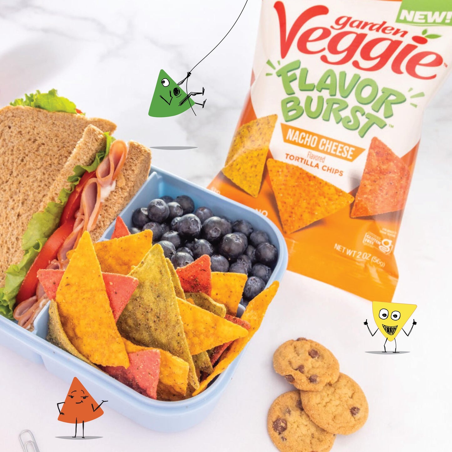 Sensible Portions Garden Veggie Flavor Burst Tortilla Chips, Nacho, 2 Oz (Pack of 6)