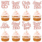 24PCS Rose Gold Happy 65th Birthday Cupcake Toppers Sixty Five Straight Outta 1960 Cupcake Picks Cheers to 65 Lengend Since 1960