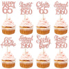 24PCS Rose Gold Happy 65th Birthday Cupcake Toppers Sixty Five Straight Outta 1960 Cupcake Picks Cheers to 65 Lengend Since 1960