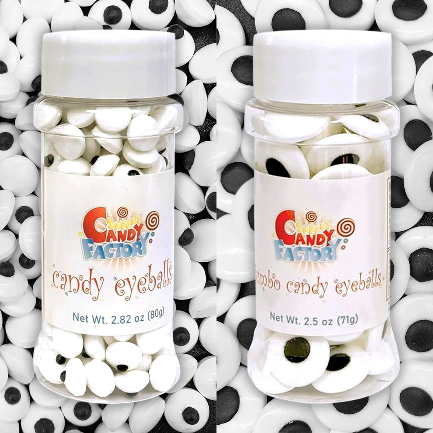 Sarah's Candy Factory Edible Candy Eyeballs - Jumbo (0.66   ) & Medium (0.4   ) Sizes - Kosher Sugar Decorations for Cakes, Cook