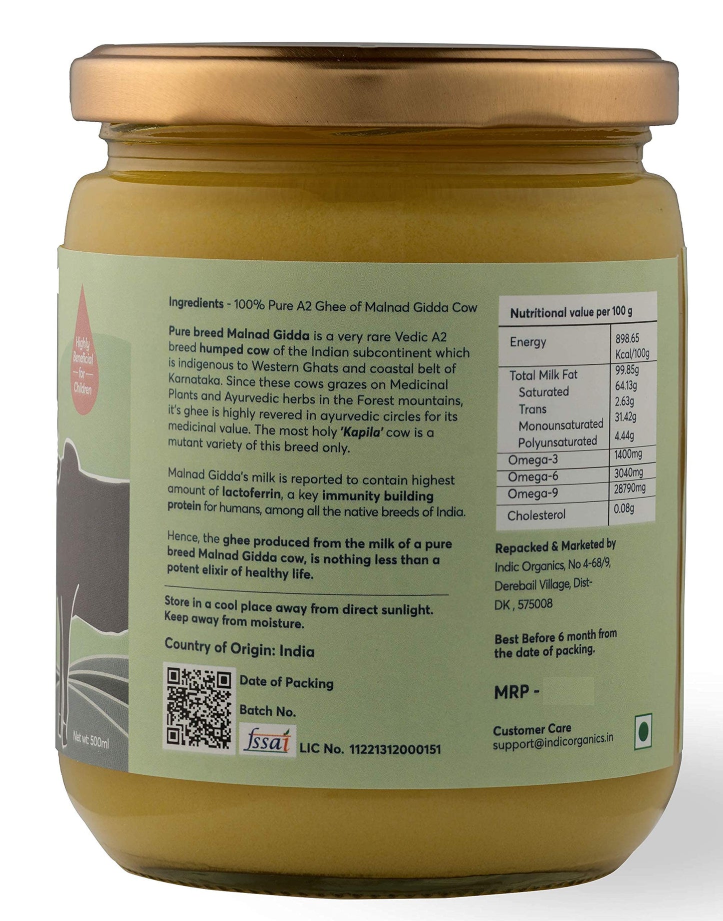 Indic Organics Forest Grazing Rare Malnad Gidda Desi Cows A2 Ghee From Western Ghats Of Karnataka Ayurvedic & Medicinal Bilona G