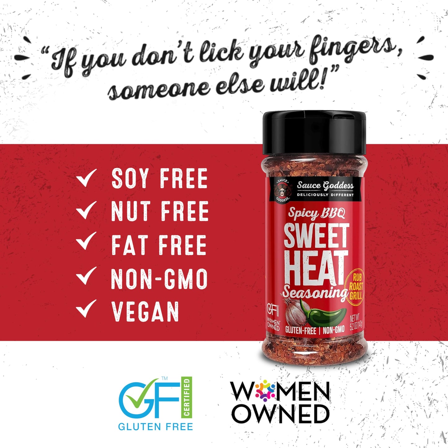 Sauce Goddess Spicy BBQ Sweet Heat Spice Shaker, Barbeque Rub with Brown Sugar and Garlic, 5.2 oz, Pack of 1