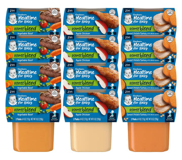 Gerber 2Nd Foods Sitter Dinners Variety Pack, Apple Chicken, Sweet Potato Turkey, And Vegetable Beef, 4 Ounce Tubs (24 Tubs Tota