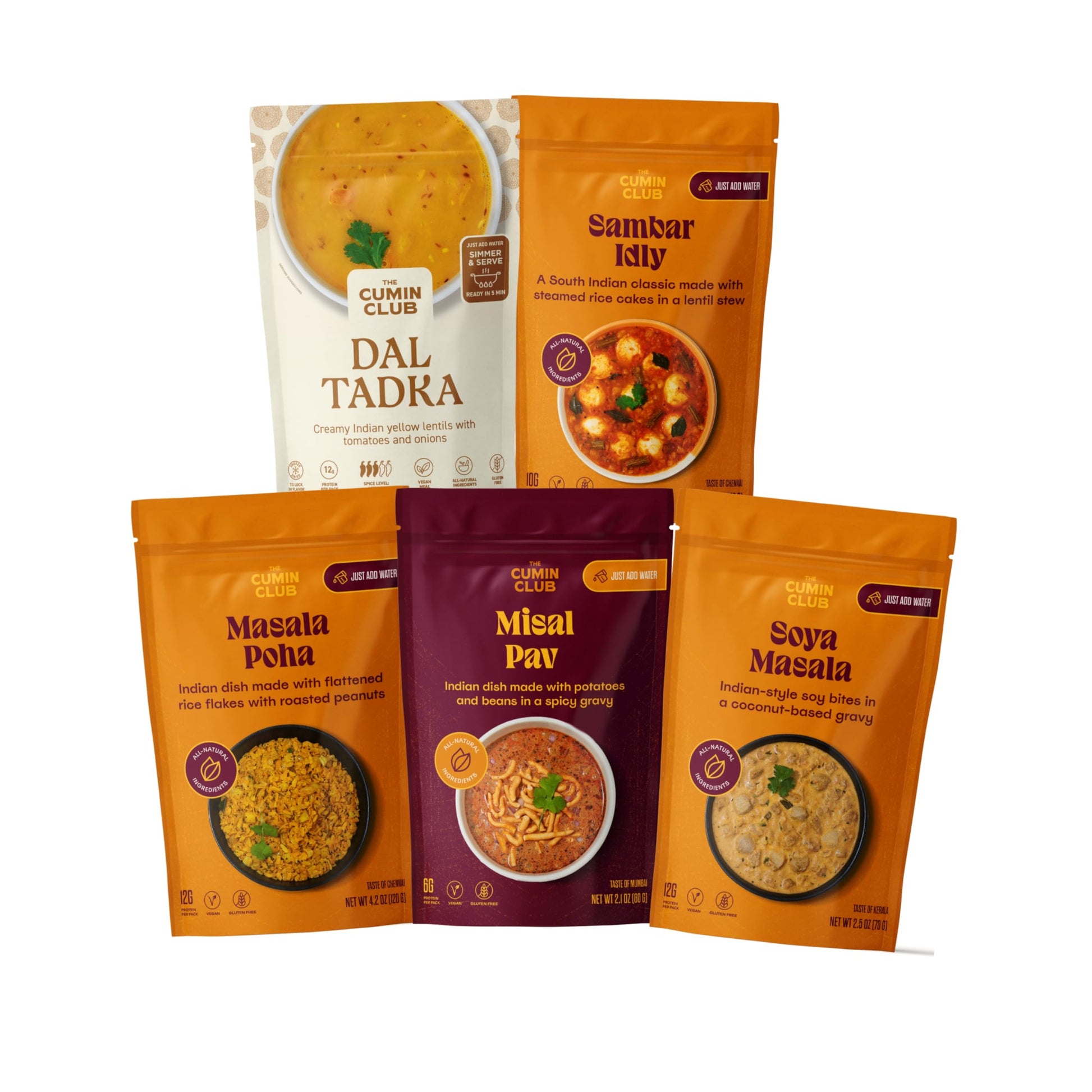 The Cumin Club Vegan Indian Entrees - Ready to Eat Instant Meal - Pack of 5, 9.13 Ounce