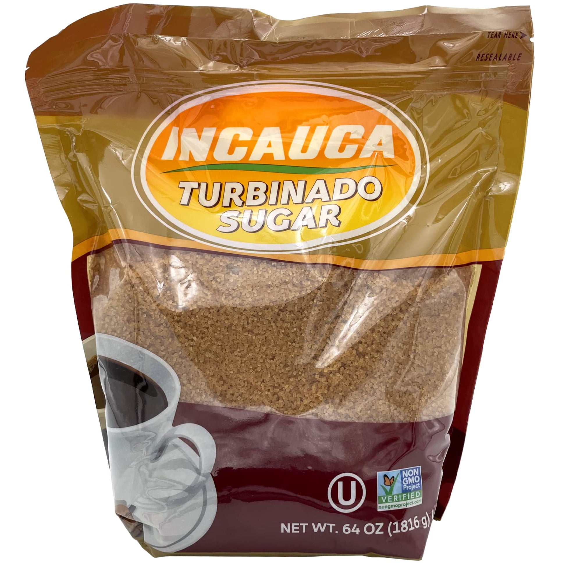 Incauca Turbinado Sugar - 4 lb Natural Sugar, Ideal for Baking and Sweetening, Brown Color