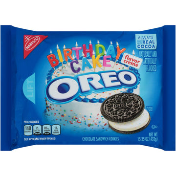 Oreo Birthday Cake Chocolate Sandwich Cookies, 15.25 Oz