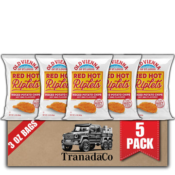 Old Vienna Of St. Louis Red Hot Riplets Hot Bbq Chips 3Oz Bags (5 Pack) By Tranadaco