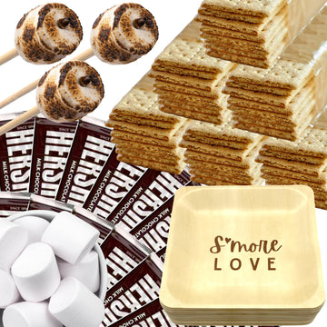 [400 Piece] Wedding/Party Bulk S'Mores Kit - Makes Up To 108 S'Mores - Includes 12'' Roasting Sticks, Chocolate, Graham Crackers